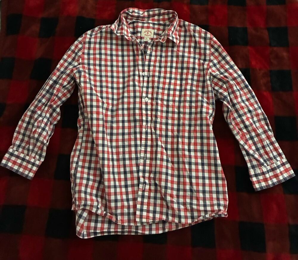 Brooks Brothers Red Fleece Men's XL Plaid Long Sleeve Button-Down Cotton Shirt